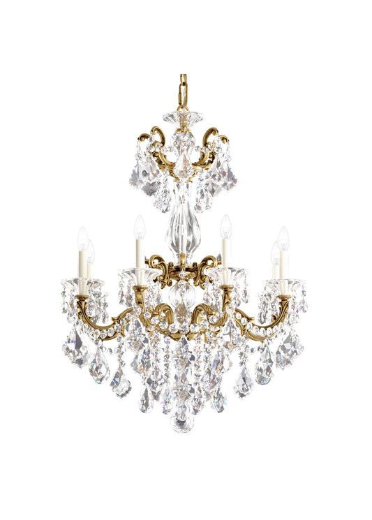 La Scala 8-Light Chandelier in Heirloom Gold With Clear Heritage CrystalBy Schonbek