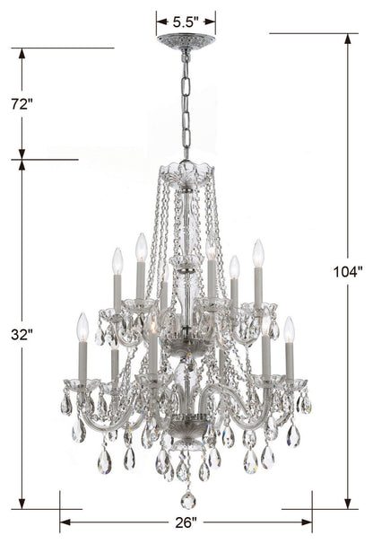 Crystorama Lighting Group 1137-CL-SAQ Traditional Crystal 12 - Polished BrassBy Crystorama Lighting