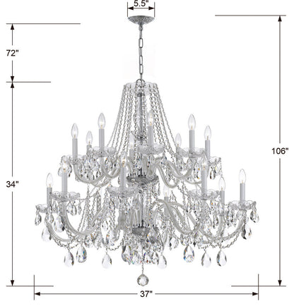 Traditional Crystal 16 Light Chandelier, Polished Chrome, 16, ClearBy Crystorama Lighting