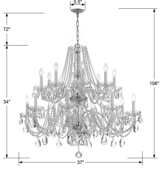 Traditional Crystal 16 Light Chandelier, Polished Chrome, 16, ClearBy Crystorama Lighting