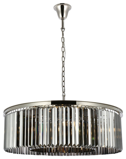Elegant Lighting 1238G43-SS/RC Sydney 10 Light 44"W Crystal Drum - Matte BlackBy Elegant Furniture & Lighting