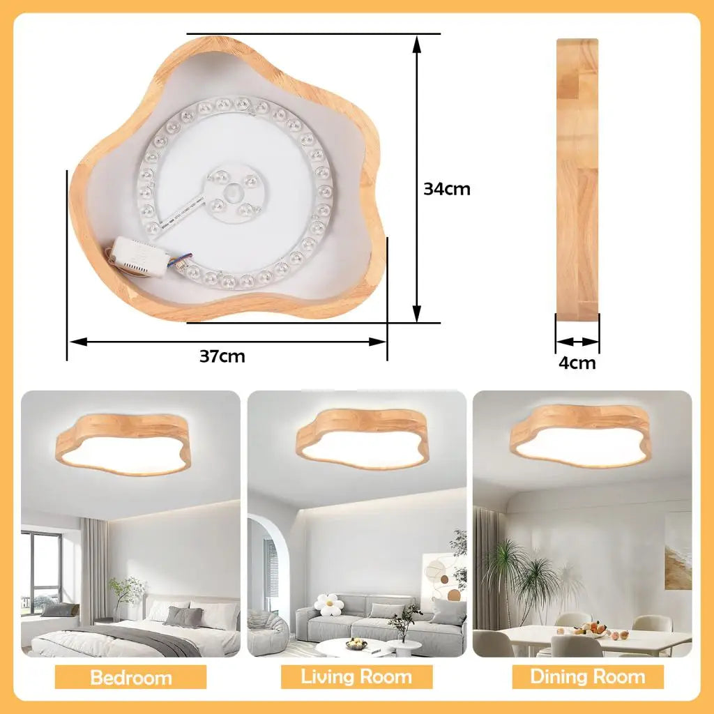 Cloud Shape Wooden LED Ceiling Light for Modern Nordic Home Living Room Surface Fixture