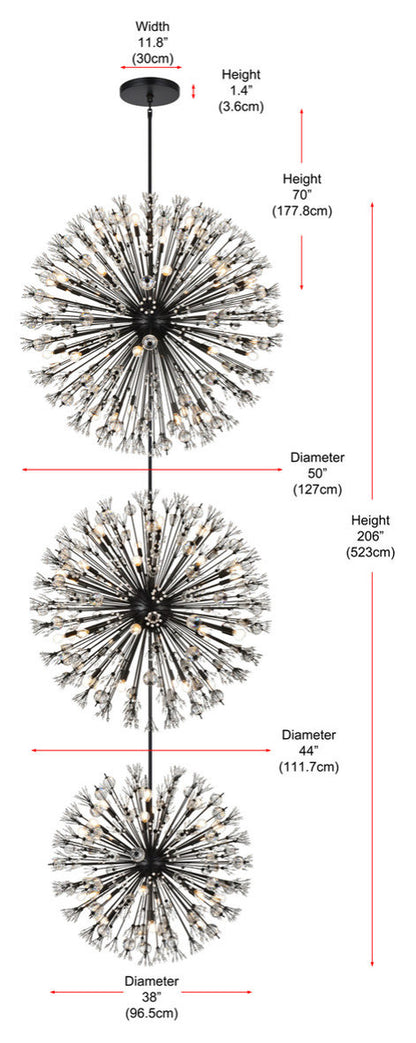 Elegant Lighting 48" Three Tiers Crystal Starburst ChandelierBy Elegant Furniture & Lighting