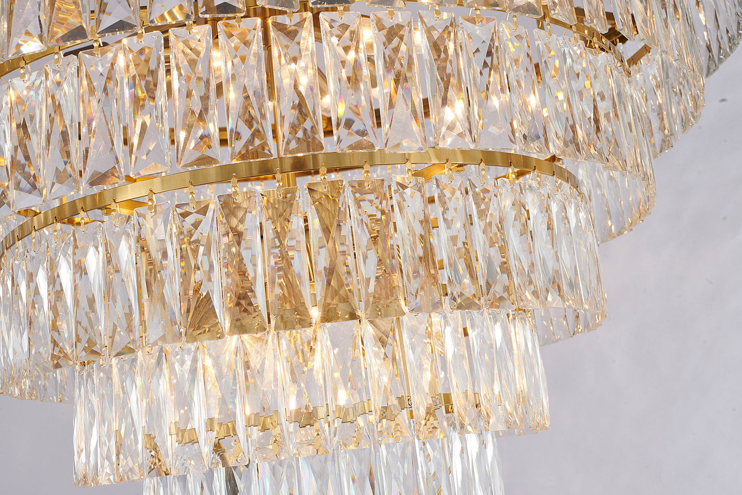 36" 27-Light Gold Metal 8-Tier Chandelier With Clear CrystalsBy Design Living