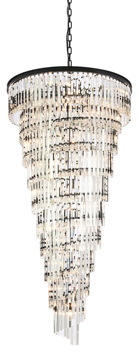 Elegant Lighting 1201SR36 Sydney 42 Light 37"W Crystal Waterfall - Matte BlackBy Elegant Furniture & Lighting