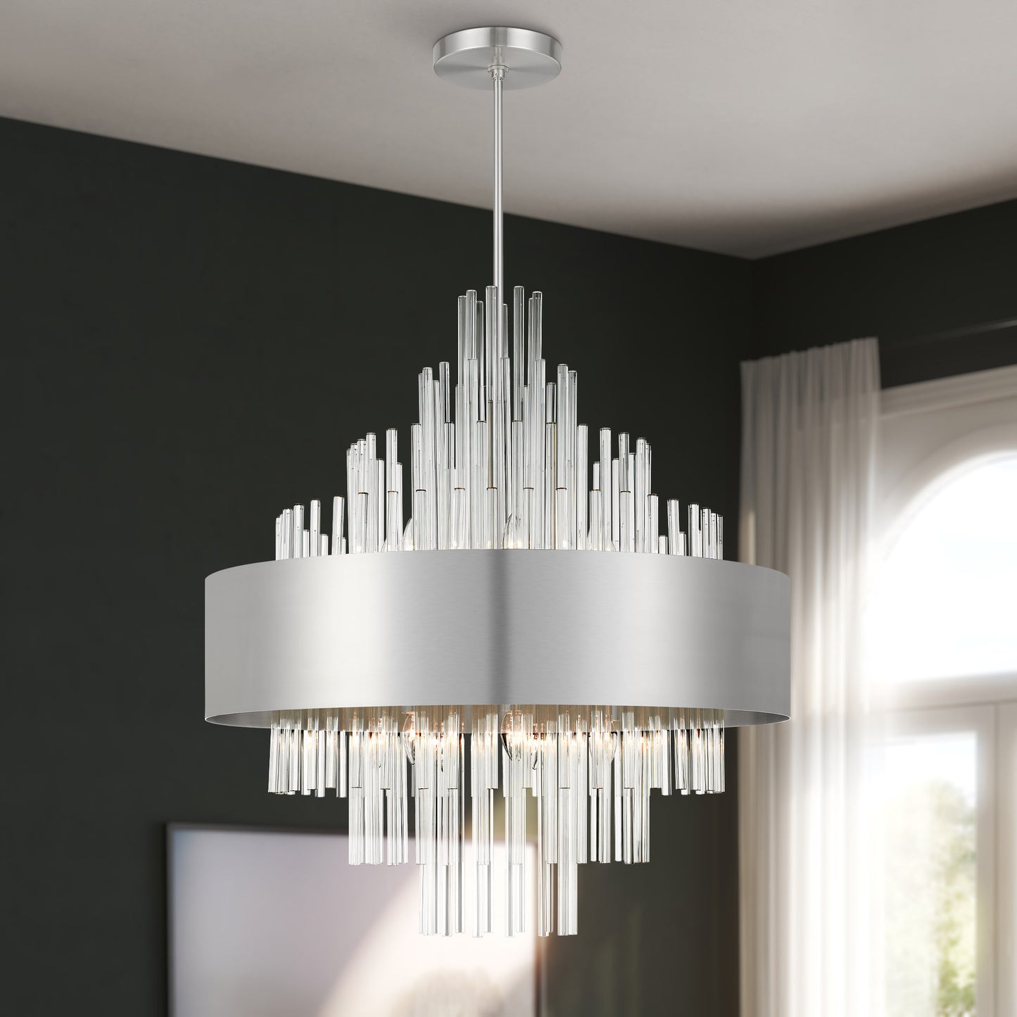 Livex Lighting 48877 Orenburg 14 Light 35"W Crystal Waterfall - Brushed NickelBy Livex Lighting Inc.