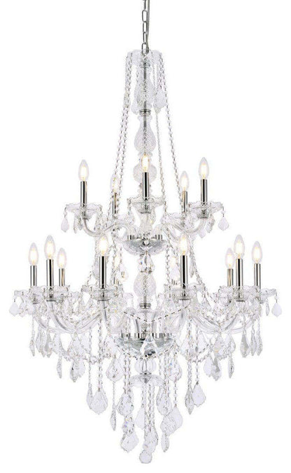 Elegant Lighting Verona Crystal Chandelier, Chrome, 32.00, Golden TeakBy Elegant Furniture & Lighting
