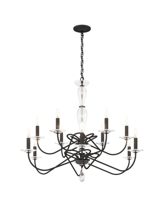 Arabesque 12 Light Chandelier, Black MatteBy Schonbek