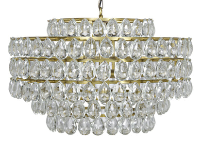 NOIR Furniture Linden Chandelier, Antique Brass, Metal and CrystalBy Noir