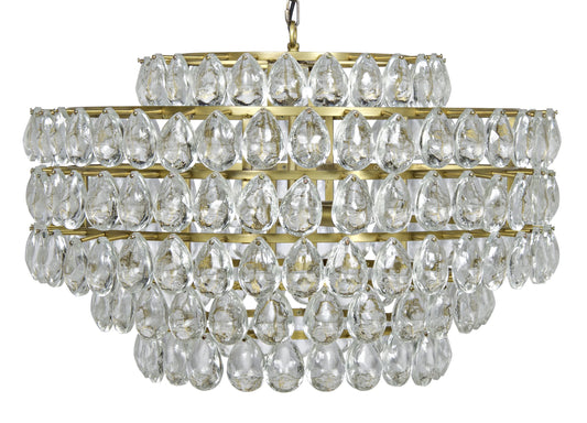 NOIR Furniture Linden Chandelier, Antique Brass, Metal and CrystalBy Noir