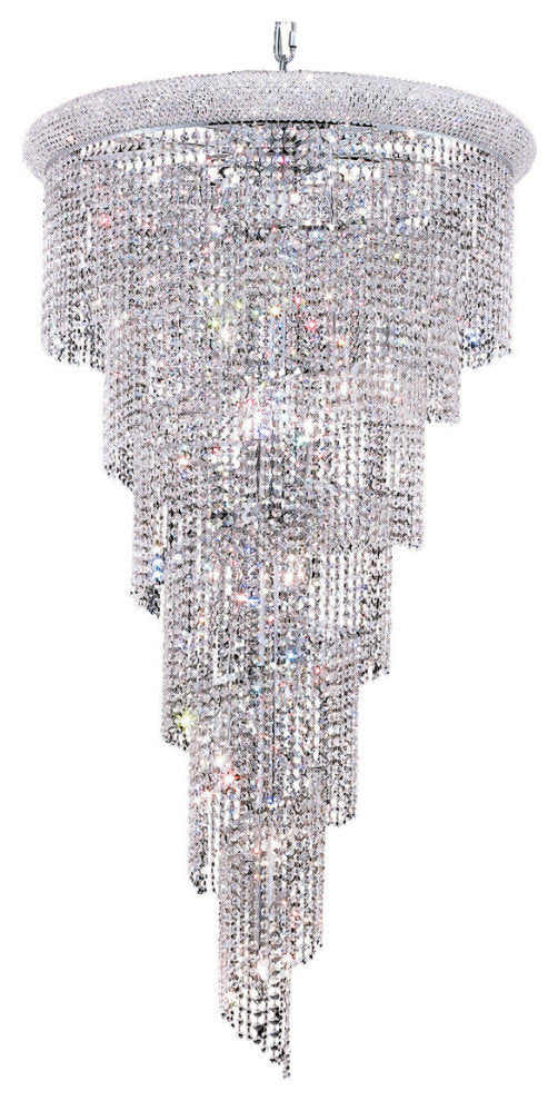 Elegant Spiral 22-Light Chrome Chandelier Clear Royal Cut Crystal, V1801SR30C/RCBy Elegant Furniture & Lighting