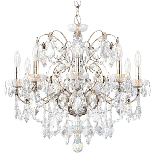 Century 9 Light Chandelier Antique Silver Clear Heritage CrystalBy Schonbek