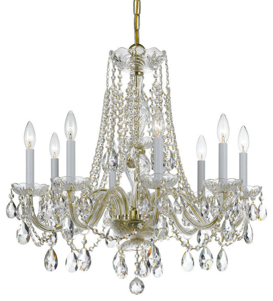 Crystorama 8-Light Swarovski Strass Crystal Brass Chandelier, Polished BrassBy Crystorama Lighting