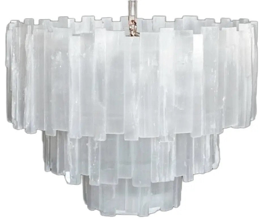 Selenite Chandelier, 3 Tiers, 30" W x 30" HBy Akari Lanterns