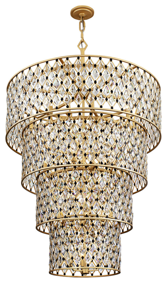 Windsor 21-Lt 4-Tier Crystal Chandelier - French Gold/Matte BlackBy Varaluz