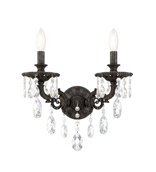 Milano 2 Light Wall Sconce Heirloom Bronze Clear Crystals SwarovskiBy Schonbek