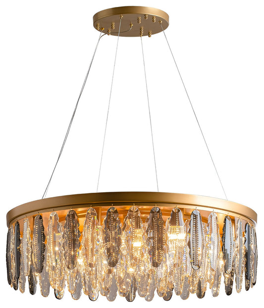Allumiere | Modern Posh Drum Gold Crystal Chandelier, Dia39.4"By Miron Demid LLC