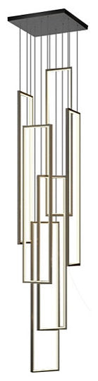 Lavagna | Ultramodern Rectangle Hanging LED Chandelier, Black, 6 Lights (H196.9"), Warm Light, DimmableBy Miron Demid LLC