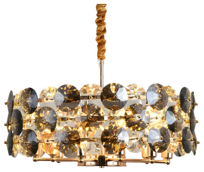 Aalst | Modern Drum Gold Chandelier for Living Room, Medium - Dia23.6xh51" / Dia60xh130cm, Warm LightBy Miron Demid LLC