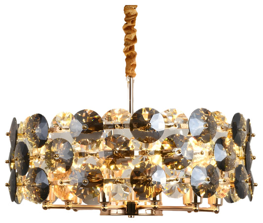 Aalst | Modern Drum Gold Chandelier for Living Room, Medium - Dia23.6xh51" / Dia60xh130cm, Warm LightBy Miron Demid LLC