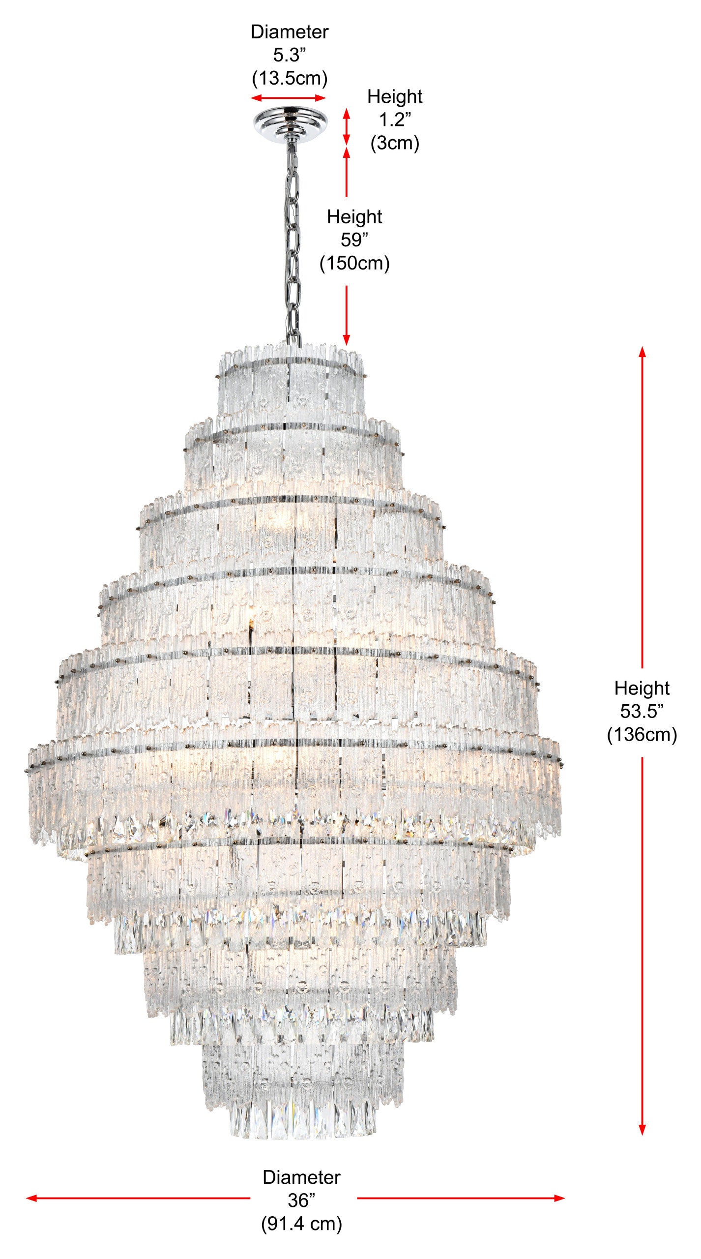 Home Living 36" Chandelier, ChromeBy Home Living
