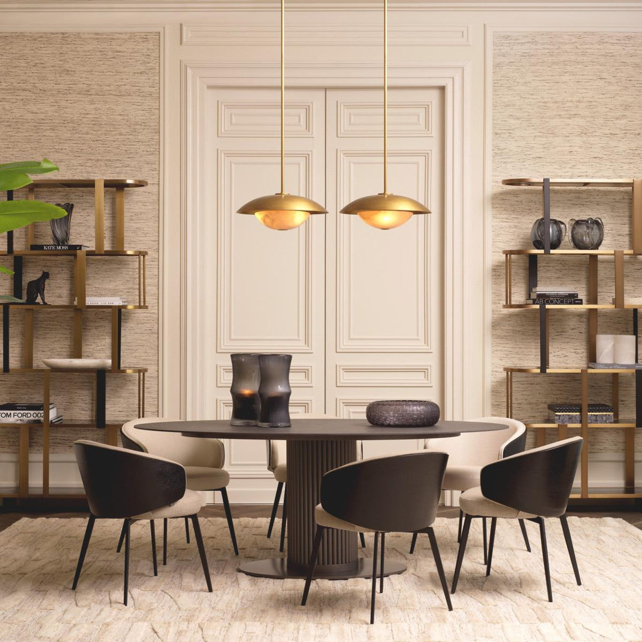 Celesse Pendant, 6-Light, Standard Height, Soft Gold, Frosted Glass Tube, 59.7"W (138920-SKT-STND-84-82 3WTZZJ)