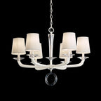 Emilea Chandelier, 6-Light, White, Clear Optic Crystal, Hardback Off White Shade, 30.5"W (MA1006N-06O 1HZWHX)