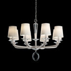 Emilea Chandelier, 8-Light, Heirloom Gold, Clear Optic Crystal, Hardback Off White Shade, 33"W (MA1008N-22O 1HZWJ4)