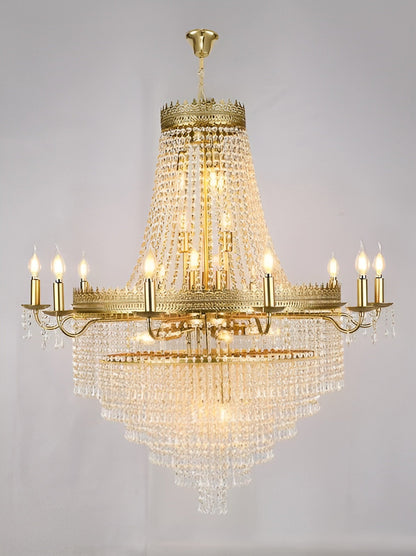 Opio | Classical Large Crystal Candle Ceiling Chandelier, Gold, Dia23.6" H34.6", Non-Dimmable, Warm LightBy Miron Demid LLC