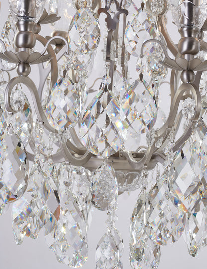 Pewter Iron Chandelier With Clear Hanging CrystalsBy Design Living