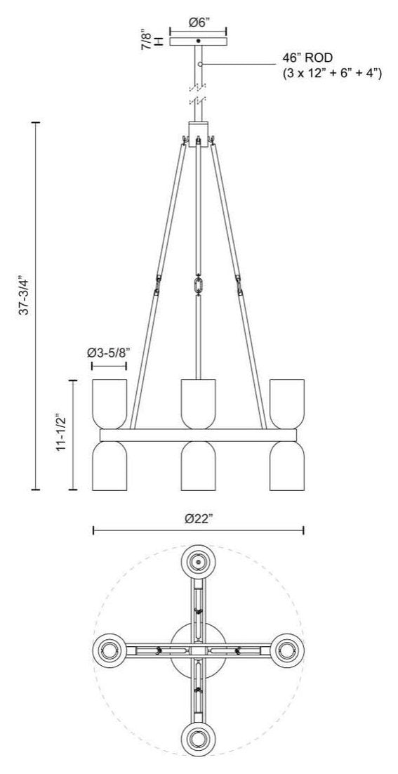 Alora Lighting Lucian 8 Light 22" Chandelier, Vintage BrassBy Kuzco Lighting LLC
