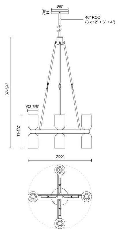 Alora Lighting Lucian 8 Light 22" Chandelier, Vintage BrassBy Kuzco Lighting LLC