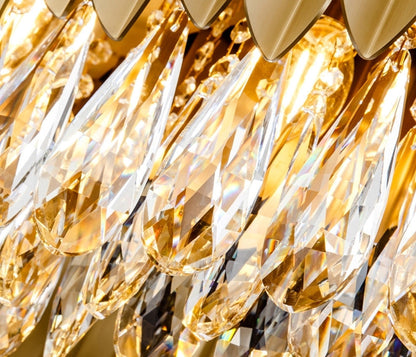 Almese | Drum Gold/Black Crystal Chandelier For Living Room, Gold, Dia23.6"By Miron Demid LLC