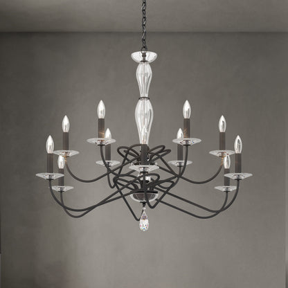 Arabesque 12 Light Chandelier, Black MatteBy Schonbek