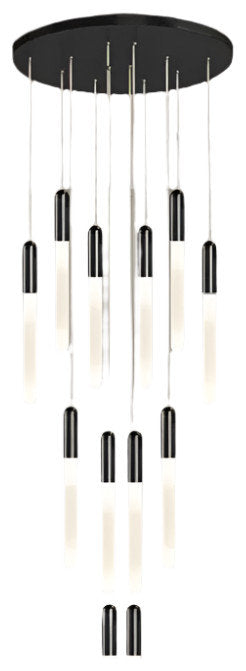 Villa Forci Duplex Staircase Foyer Chandelier, Black, 26 LightsBy Morsale.com
