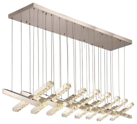 Stylish Crystal LED Chandelier, Silver, 15 Lights, Non-Dimmable, Warm LightBy Miron Demid LLC