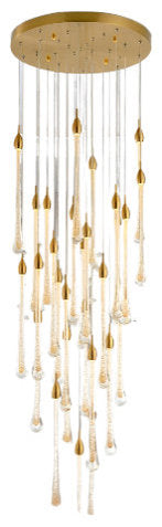 Castagniers | Staircase Gold Crystal Chandelier, 36 Lights (2)By Miron Demid LLC