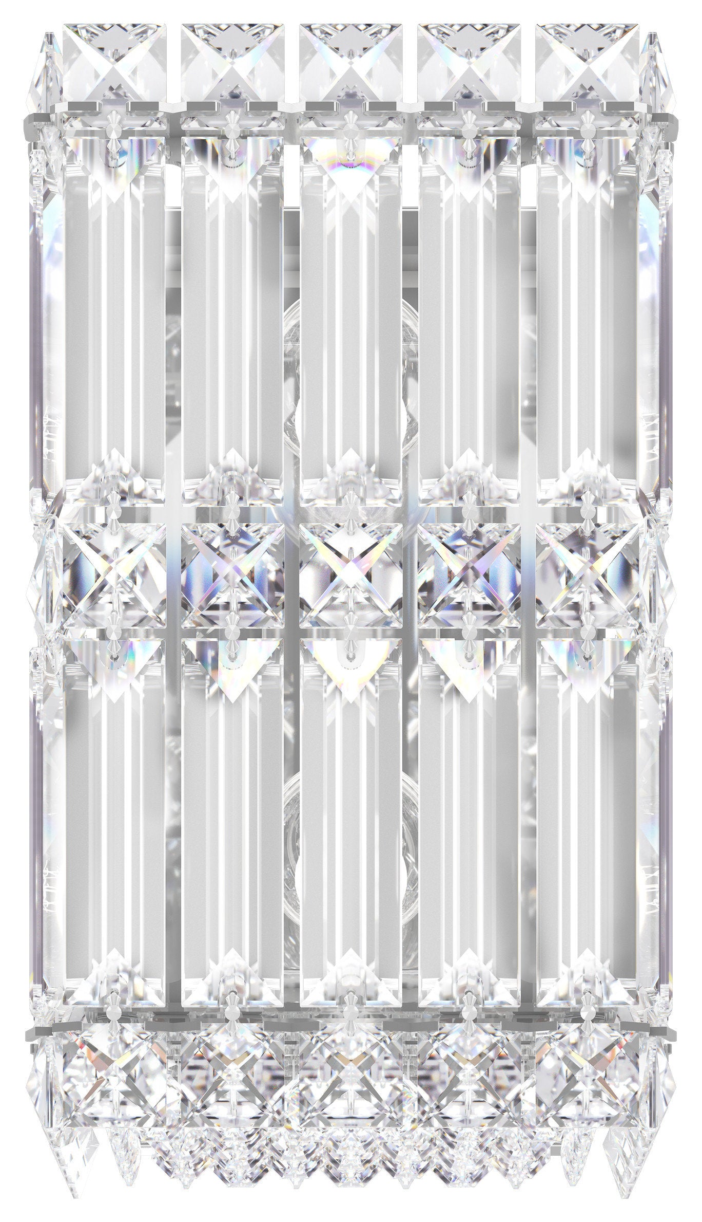Quantum 2 Light Wall Sconce Staless Steel Clear Crystals SwarovskiBy Schonbek