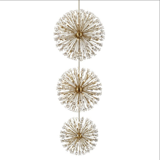 Elegant Lighting 2500G50L3 Vera 90 Light 50"W Crystal Sputnik - Satin GoldBy Elegant Furniture & Lighting