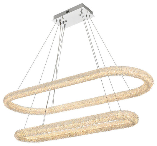 Elegant Lighting 3800G50L2 Bowen 51"W LED Crystal Ring Chandelier - ChromeBy Elegant Furniture & Lighting