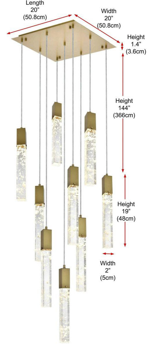 Aurora 9 Light Pendant, Satin GoldBy Elegant Furniture & Lighting
