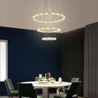 3/4-Light LED Tiered Chandelier LED Crystal Ring Hanging Pendant Light