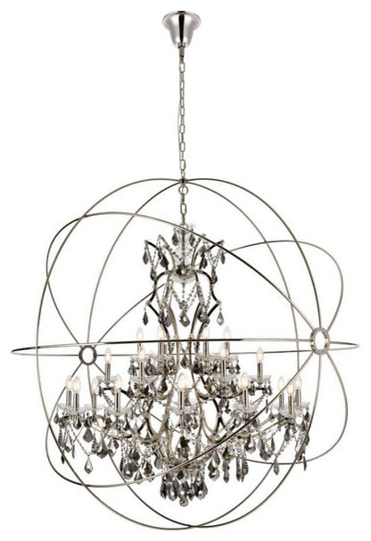 Elegant Lighting 1130G60-SS/RC Geneva 25 Light 60"W Crystal - Polished NickelBy Elegant Furniture & Lighting