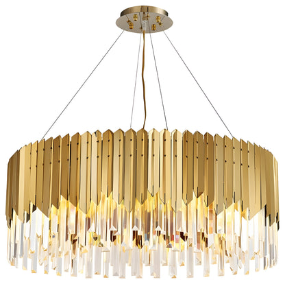 Gent | Drum Gold Crystal Chandelier for Living Room, 31.5"By Miron Demid LLC