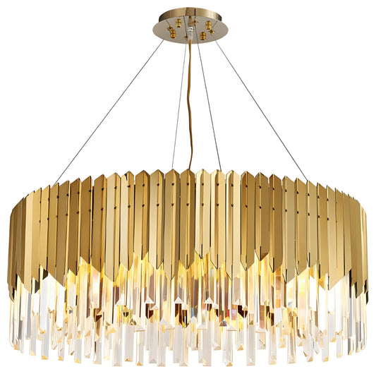 Gent | Drum Gold Crystal Chandelier for Living Room, 31.5"By Miron Demid LLC