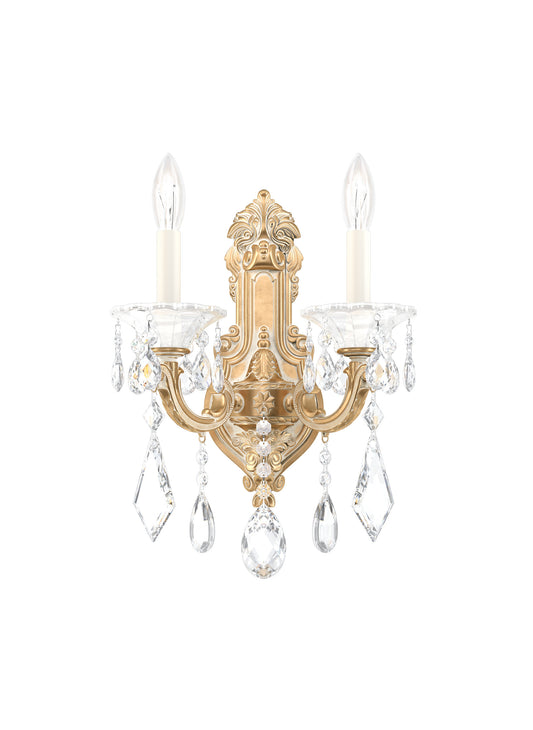 Schonbek 5070-27, 2 Light Crystal Sconce In Parchment GoldBy Schonbek