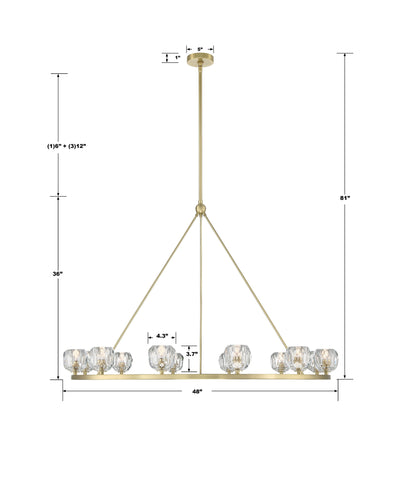 Aragon 12-Light Soft Brass Chandelier, Faceted Cut CrystalBy Crystorama Lighting