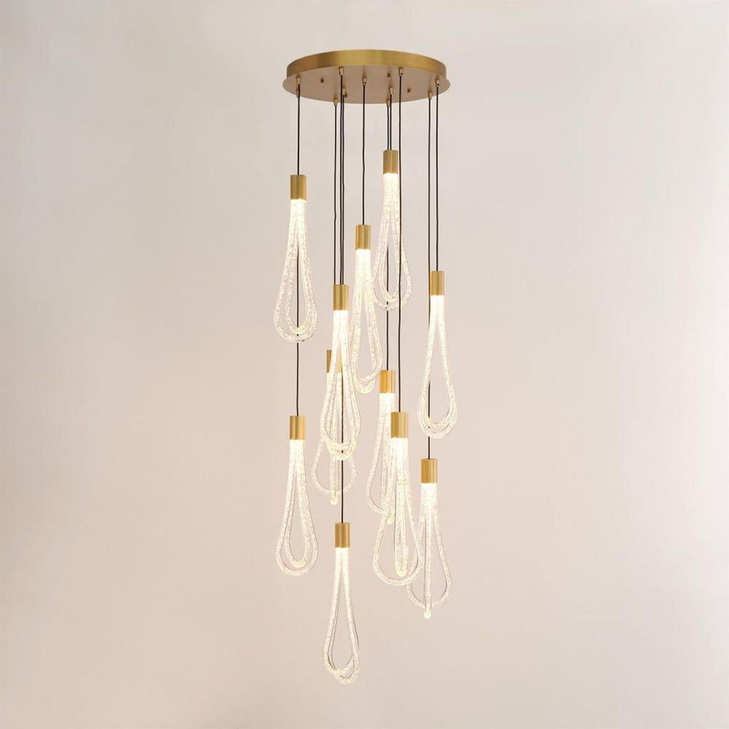 Round Layered Raindrop LED Chandelier