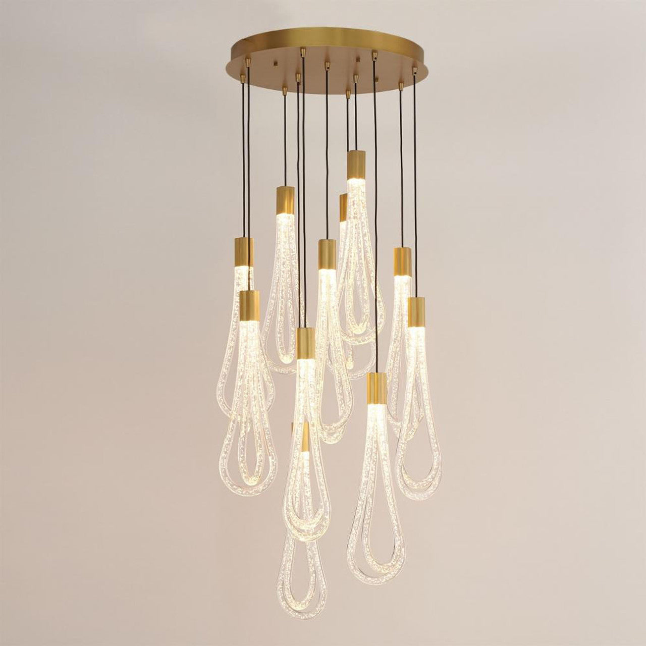 Round Layered Raindrop LED Chandelier