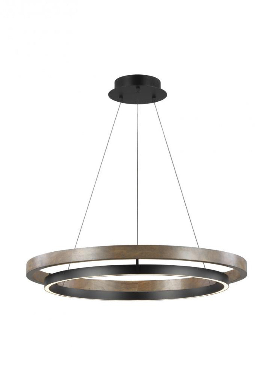 Grace Chandelier, 1-Light, LED, Matte Black/Weathered Oak Wood, 36"W (700GRC36BW-LED930 70P9E3W)